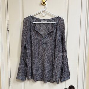 LOFT Women's Geometric Blouse - Black and Blue